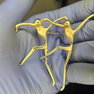 Vintage A.J.C Gold Dancing Figures Brooch